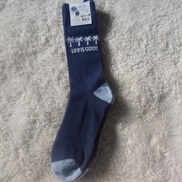 Life Is Good Beach Chair Three Pack Cushion Crew Socks Size 6 - 12.5 Mens - Picture 3 of 3